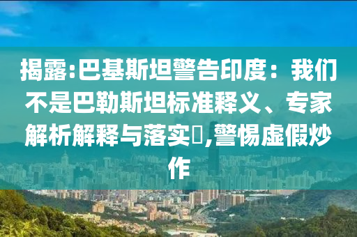 揭露:巴基斯坦警告印度：我們不是巴勒斯坦標準釋義、專家解析解釋與落實?,警惕虛假炒作