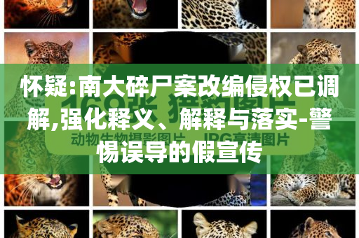 懷疑:南大碎尸案改編侵權(quán)已調(diào)解,強化釋義、解釋與落實-警惕誤導(dǎo)的假宣傳
