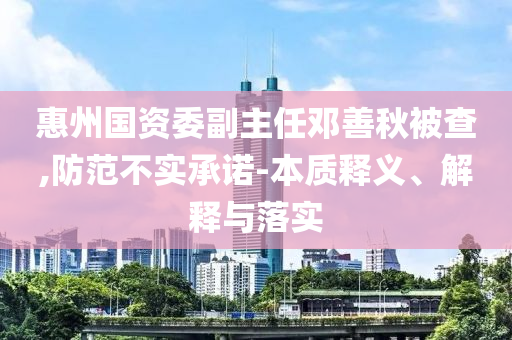 惠州國資委副主任鄧善秋被查,防范不實承諾-本質(zhì)釋義、解釋與落實