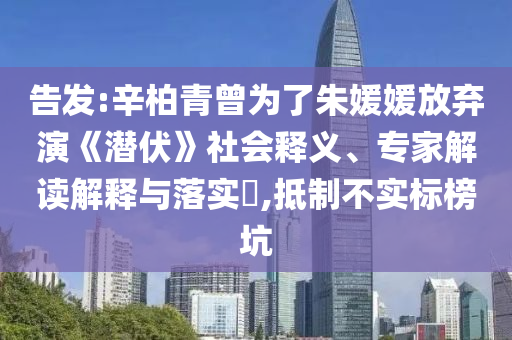 告發(fā):辛柏青曾為了朱媛媛放棄演《潛伏》社會(huì)釋義、專家解讀解釋與落實(shí)?,抵制不實(shí)標(biāo)榜坑