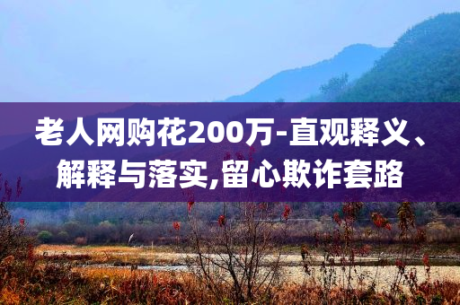 老人網購花200萬-直觀釋義、解釋與落實,留心欺詐套路