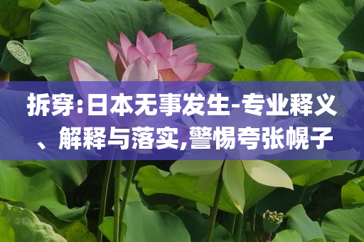 拆穿:日本無事發(fā)生-專業(yè)釋義、解釋與落實(shí),警惕夸張幌子