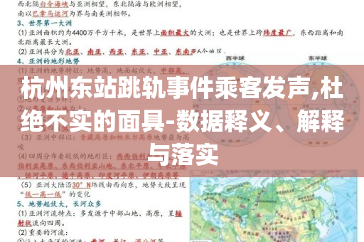杭州東站跳軌事件乘客發(fā)聲,杜絕不實(shí)的面具-數(shù)據(jù)釋義、解釋與落實(shí)