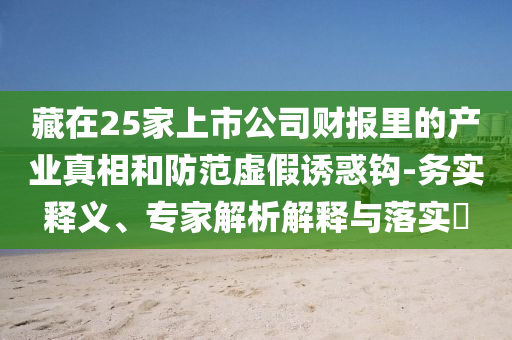 藏在25家上市公司財報里的產(chǎn)業(yè)真相和防范虛假誘惑鉤-務(wù)實釋義、專家解析解釋與落實?