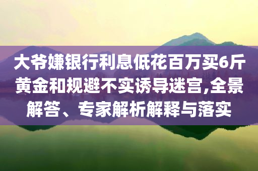 大爺嫌銀行利息低花百萬買6斤黃金和規(guī)避不實(shí)誘導(dǎo)迷宮,全景解答、專家解析解釋與落實(shí)