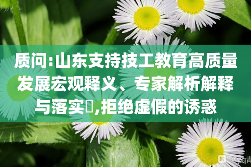 質(zhì)問:山東支持技工教育高質(zhì)量發(fā)展宏觀釋義、專家解析解釋與落實(shí)?,拒絕虛假的誘惑
