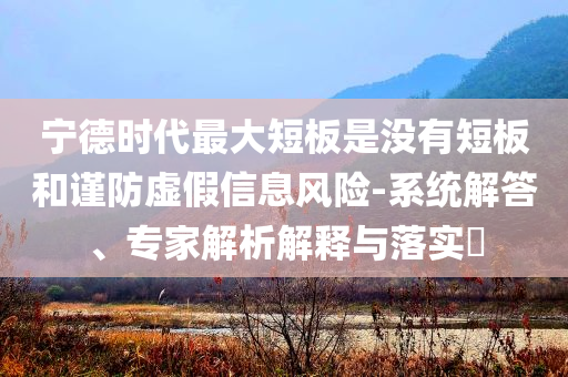 寧德時(shí)代最大短板是沒有短板和謹(jǐn)防虛假信息風(fēng)險(xiǎn)-系統(tǒng)解答、專家解析解釋與落實(shí)?