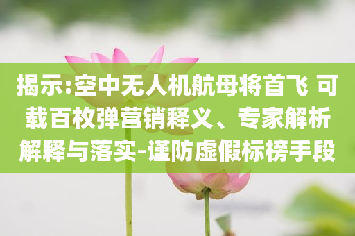 揭示:空中無(wú)人機(jī)航母將首飛 可載百枚彈營(yíng)銷(xiāo)釋義、專家解析解釋與落實(shí)-謹(jǐn)防虛假標(biāo)榜手段