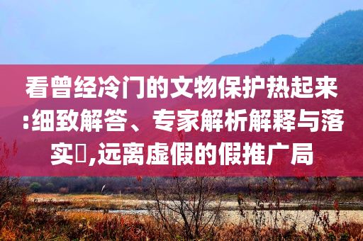 看曾經(jīng)冷門(mén)的文物保護(hù)熱起來(lái):細(xì)致解答、專家解析解釋與落實(shí)?,遠(yuǎn)離虛假的假推廣局