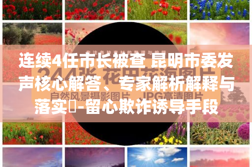 連續(xù)4任市長被查 昆明市委發(fā)聲核心解答、專家解析解釋與落實?-留心欺詐誘導(dǎo)手段