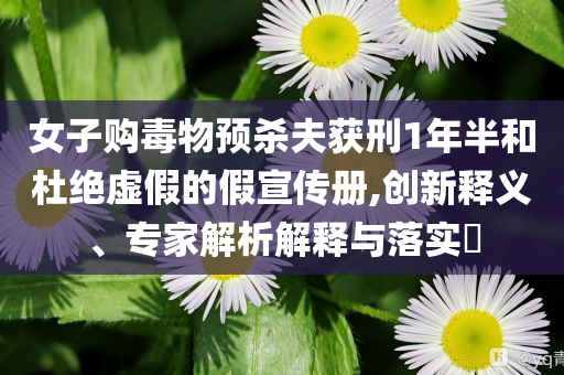 女子購毒物預(yù)殺夫獲刑1年半和杜絕虛假的假宣傳冊,創(chuàng)新釋義、專家解析解釋與落實?