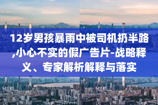 12歲男孩暴雨中被司機(jī)扔半路,小心不實(shí)的假?gòu)V告片-戰(zhàn)略釋義、專家解析解釋與落實(shí)