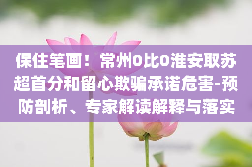 保住筆畫(huà)！常州0比0淮安取蘇超首分和留心欺騙承諾危害-預(yù)防剖析、專(zhuān)家解讀解釋與落實(shí)