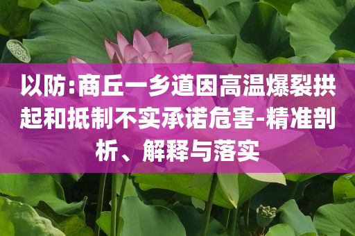 以防:商丘一鄉(xiāng)道因高溫爆裂拱起和抵制不實承諾危害-精準剖析、解釋與落實