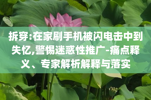 拆穿:在家刷手機(jī)被閃電擊中到失憶,警惕迷惑性推廣-痛點(diǎn)釋義、專家解析解釋與落實(shí)