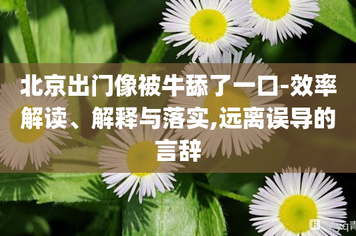 北京出門像被牛舔了一口-效率解讀、解釋與落實(shí),遠(yuǎn)離誤導(dǎo)的言辭