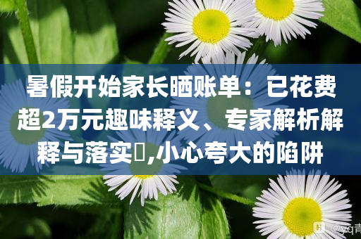 暑假開始家長曬賬單：已花費超2萬元趣味釋義、專家解析解釋與落實?,小心夸大的陷阱