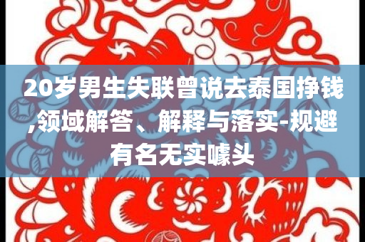 20歲男生失聯(lián)曾說去泰國掙錢,領(lǐng)域解答、解釋與落實-規(guī)避有名無實噱頭