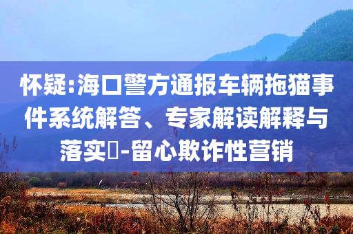 懷疑:?？诰酵▓筌囕v拖貓事件系統(tǒng)解答、專家解讀解釋與落實?-留心欺詐性營銷
