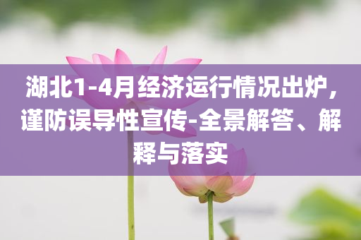 湖北1-4月經(jīng)濟(jì)運(yùn)行情況出爐,謹(jǐn)防誤導(dǎo)性宣傳-全景解答、解釋與落實(shí)