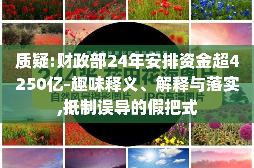 質(zhì)疑:財政部24年安排資金超4250億-趣味釋義、解釋與落實,抵制誤導的假把式