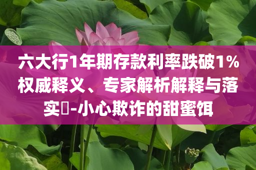 六大行1年期存款利率跌破1%權(quán)威釋義、專家解析解釋與落實?-小心欺詐的甜蜜餌