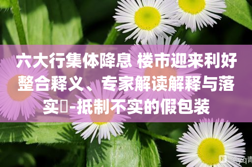 六大行集體降息 樓市迎來(lái)利好整合釋義、專家解讀解釋與落實(shí)?-抵制不實(shí)的假包裝