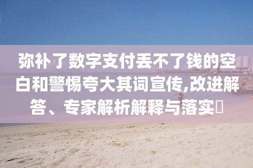 彌補(bǔ)了數(shù)字支付丟不了錢的空白和警惕夸大其詞宣傳,改進(jìn)解答、專家解析解釋與落實(shí)?