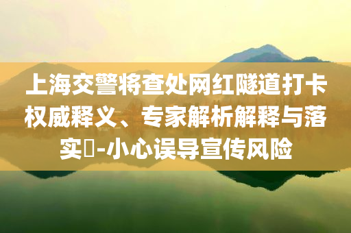 上海交警將查處網(wǎng)紅隧道打卡權(quán)威釋義、專家解析解釋與落實(shí)?-小心誤導(dǎo)宣傳風(fēng)險(xiǎn)