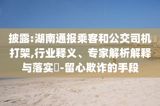 披露:湖南通報乘客和公交司機打架,行業(yè)釋義、專家解析解釋與落實?-留心欺詐的手段
