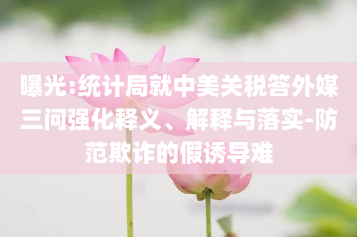 曝光:統(tǒng)計(jì)局就中美關(guān)稅答外媒三問(wèn)強(qiáng)化釋義、解釋與落實(shí)-防范欺詐的假誘導(dǎo)難