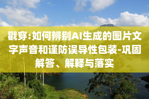 戳穿:如何辨別AI生成的圖片文字聲音和謹(jǐn)防誤導(dǎo)性包裝-鞏固解答、解釋與落實(shí)