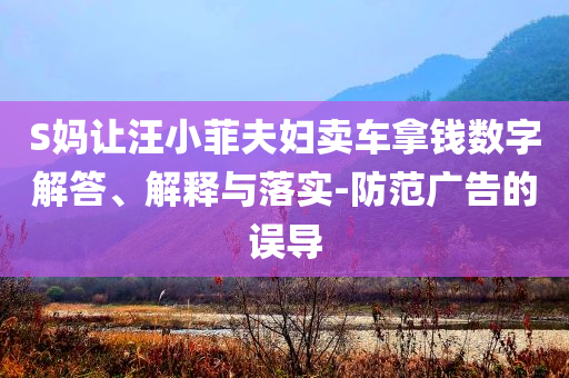 S媽讓汪小菲夫婦賣車拿錢數(shù)字解答、解釋與落實(shí)-防范廣告的誤導(dǎo)