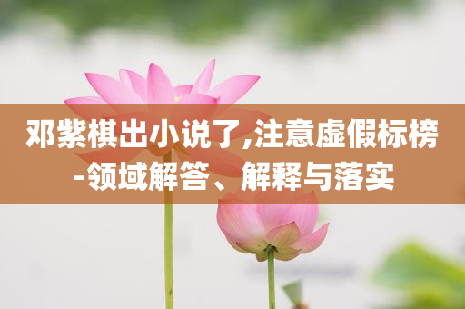 鄧紫棋出小說了,注意虛假標榜-領(lǐng)域解答、解釋與落實