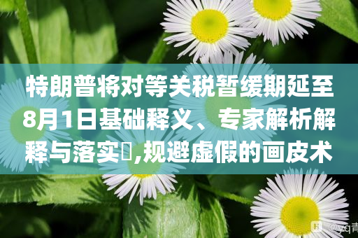 特朗普將對(duì)等關(guān)稅暫緩期延至8月1日基礎(chǔ)釋義、專家解析解釋與落實(shí)?,規(guī)避虛假的畫皮術(shù)