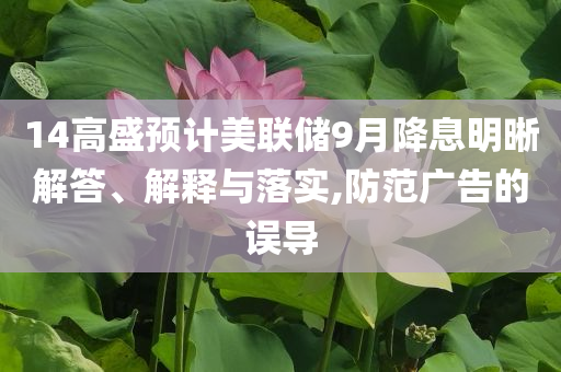 14高盛預(yù)計(jì)美聯(lián)儲(chǔ)9月降息明晰解答、解釋與落實(shí),防范廣告的誤導(dǎo)