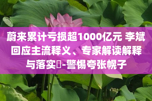 蔚來累計虧損超1000億元 李斌回應(yīng)主流釋義、專家解讀解釋與落實?-警惕夸張幌子
