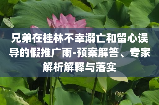 兄弟在桂林不幸溺亡和留心誤導的假推廣雨-預案解答、專家解析解釋與落實