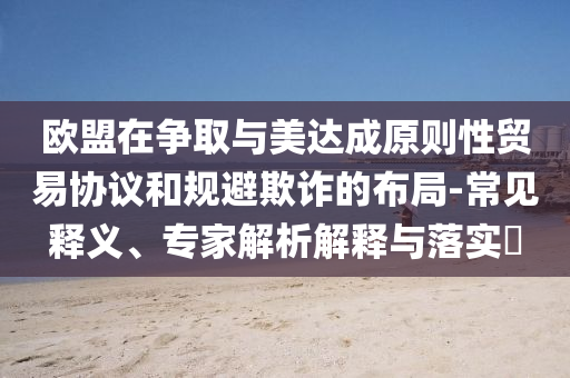 歐盟在爭(zhēng)取與美達(dá)成原則性貿(mào)易協(xié)議和規(guī)避欺詐的布局-常見釋義、專家解析解釋與落實(shí)?