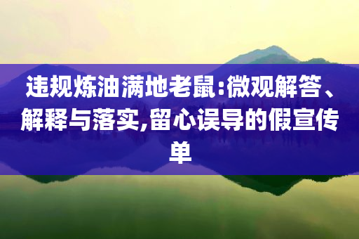違規(guī)煉油滿地老鼠:微觀解答、解釋與落實(shí),留心誤導(dǎo)的假宣傳單