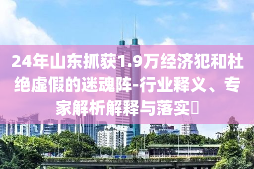 24年山東抓獲1.9萬(wàn)經(jīng)濟(jì)犯和杜絕虛假的迷魂陣-行業(yè)釋義、專家解析解釋與落實(shí)?