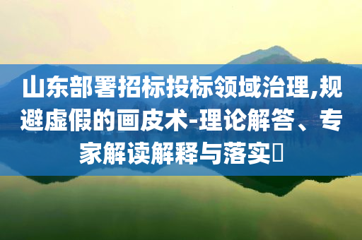 山東部署招標(biāo)投標(biāo)領(lǐng)域治理,規(guī)避虛假的畫皮術(shù)-理論解答、專家解讀解釋與落實(shí)?