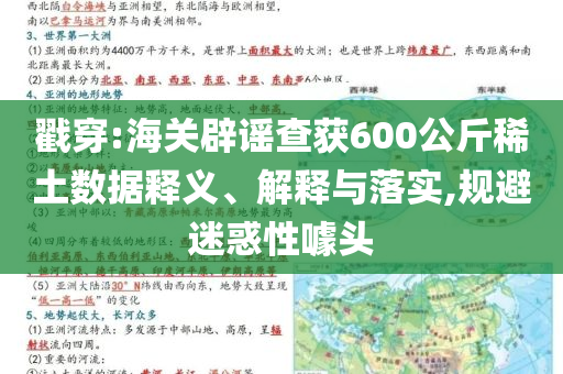 戳穿:海關(guān)辟謠查獲600公斤稀土數(shù)據(jù)釋義、解釋與落實(shí),規(guī)避迷惑性噱頭