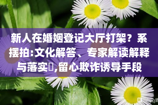 新人在婚姻登記大廳打架？系擺拍:文化解答、專家解讀解釋與落實?,留心欺詐誘導(dǎo)手段