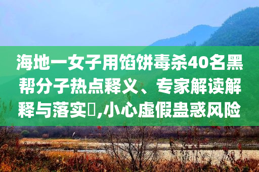 海地一女子用餡餅毒殺40名黑幫分子熱點釋義、專家解讀解釋與落實?,小心虛假蠱惑風險