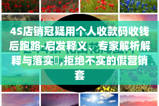 4S店銷冠疑用個人收款碼收錢后跑路-啟發(fā)釋義、專家解析解釋與落實?,拒絕不實的假營銷套