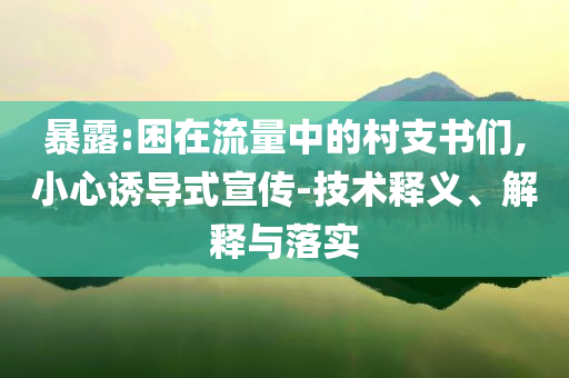 暴露:困在流量中的村支書們,小心誘導(dǎo)式宣傳-技術(shù)釋義、解釋與落實