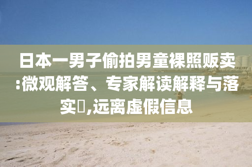 日本一男子偷拍男童裸照販賣:微觀解答、專家解讀解釋與落實(shí)?,遠(yuǎn)離虛假信息