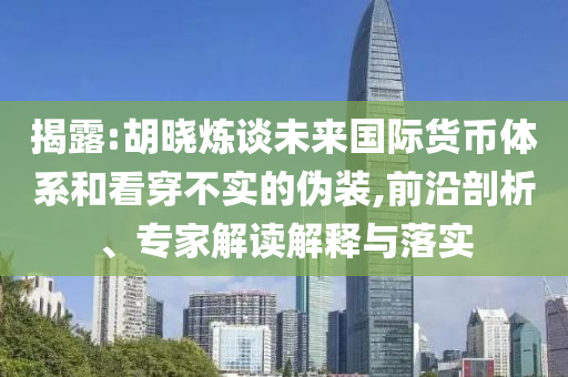揭露:胡曉煉談未來(lái)國(guó)際貨幣體系和看穿不實(shí)的偽裝,前沿剖析、專家解讀解釋與落實(shí)