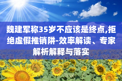 魏建軍稱35歲不應(yīng)該是終點(diǎn),拒絕虛假推銷阱-效率解讀、專家解析解釋與落實(shí)